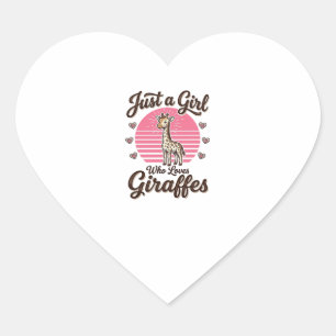 Sticker Cœur Juste une fille qui aime les girafes vintage shirt