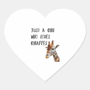 Sticker Cœur Juste Une Fille Qui Aime Les Giraffes Mignonne Gir