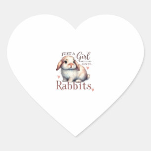 Sticker Cœur Juste Une Fille Qui Aime Les Lapins, Lapin Avec Fl