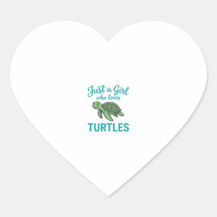 Sticker Cœur Juste une fille qui aime les tortues gravure vinta