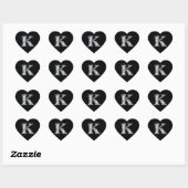 Sticker Cœur "K" Faux-"Diamond Bling" sur l'autocollant Black H (Feuille)