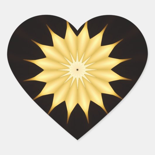 Sticker Cœur Kaleidoscope Design Bright Yellow Star (Devant)