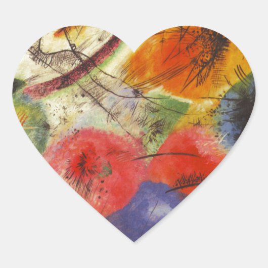 Sticker Cœur Kandinsky Noir frappe la peinture Abstraite (Devant)
