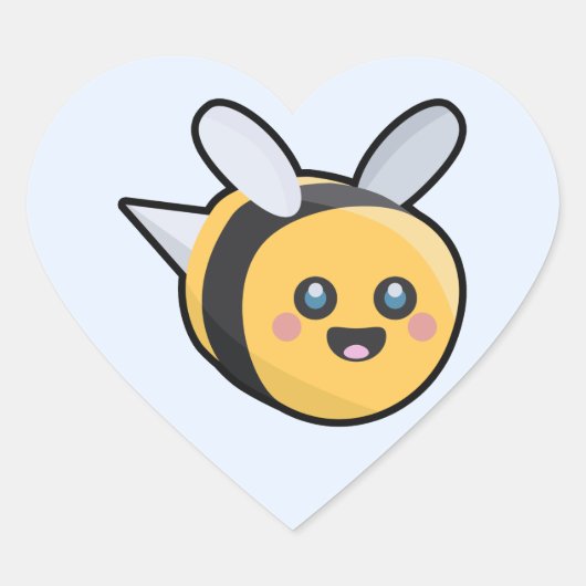 Sticker Cœur Kawaii Bee (Devant)