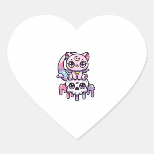 Sticker Cœur Kawaii Chat gothique Pastel Chat gothique Gothique