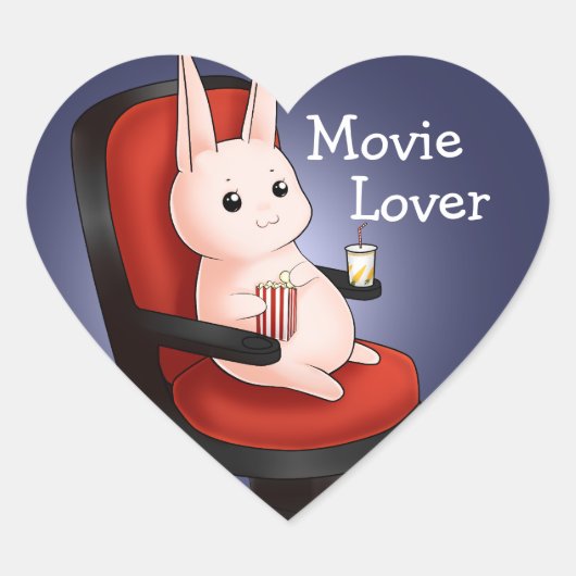 Sticker Cœur Kawaii cinéma lapin lapin lapin lapin (Devant)