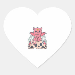 Sticker Cœur Kawaii Pastel Goth Cute Démon Déplaisant Chat et C