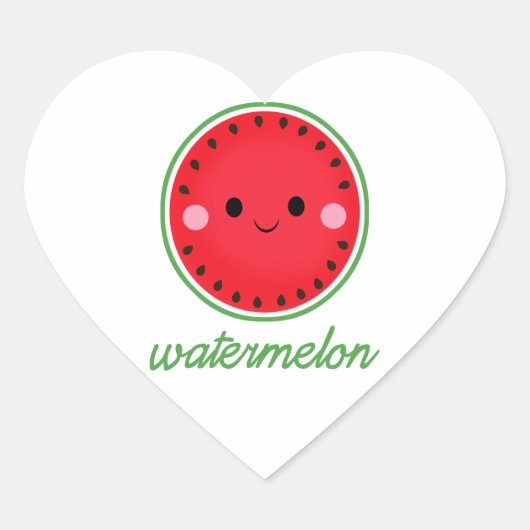 Sticker Cœur Kawaii Watermelon (Devant)