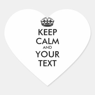 Sticker Cœur KEEP CALM personnalisé et VOTRE TEXTE - mots noirs