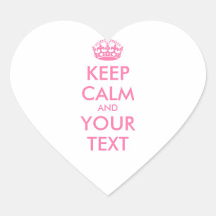 Sticker Cœur KEEP CALM personnalisé et votre texte - mots roses