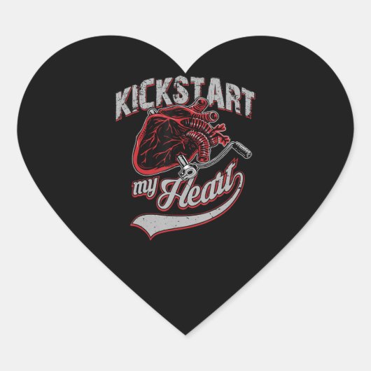 Sticker Cœur Kickstart My Heart Motorcycle Art Cadeau (Devant)