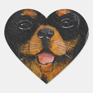 Sticker Cœur King Charles Cavalier Spaniel noir et bronzé