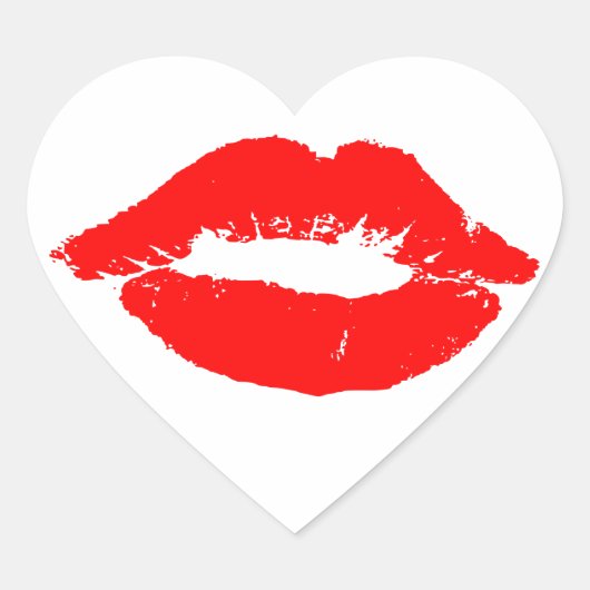 Sticker Cœur Kiss Lips Red Lipstick Losion Passion Valentine (Devant)