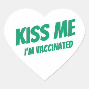 Sticker Cœur Kiss Me Je suis Vacciné Moderne Mignonne Citation 
