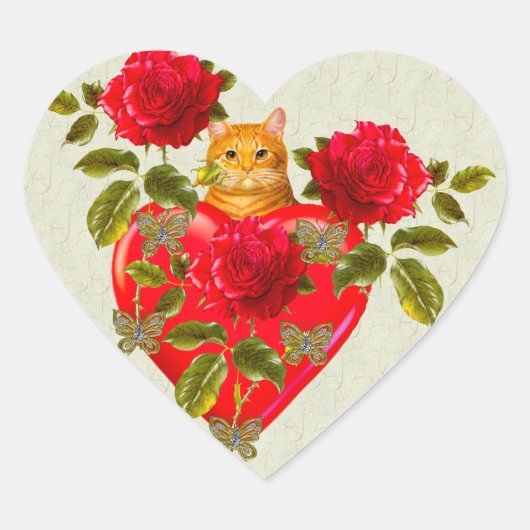 Sticker Cœur Kitty Chat Valentine (Devant)