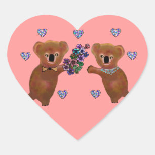 Sticker Cœur Koala Luv You