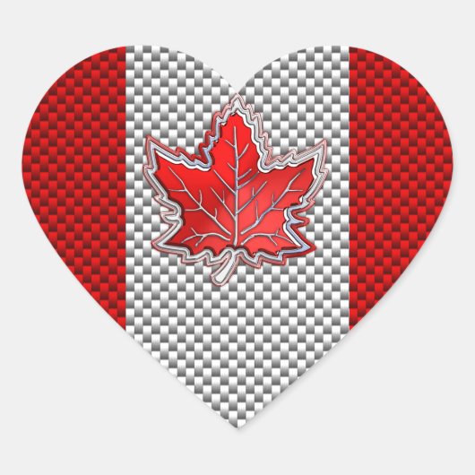 Sticker Cœur La feuille d'érable rouge canadienne dans la fibre (Devant)