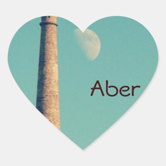Sticker Cœur La Lune et une tour : Aberystwyth (Devant)