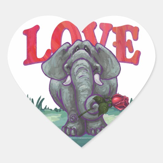 Sticker Cœur La Saint-Valentin des éléphants (Devant)