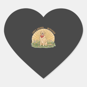 Sticker Cœur La vie est dorée avec un retriever mignon - Design