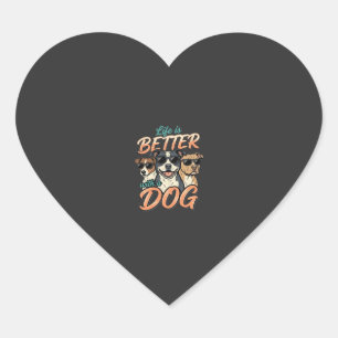 Sticker Cœur La vie est meilleure avec le vecteur de chien