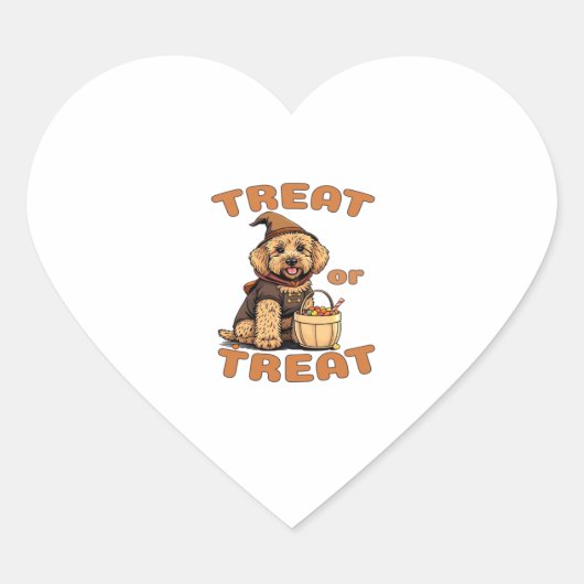 Sticker Cœur Labradoodle Halloween Dog Costume �Treat or Treat� (Devant)