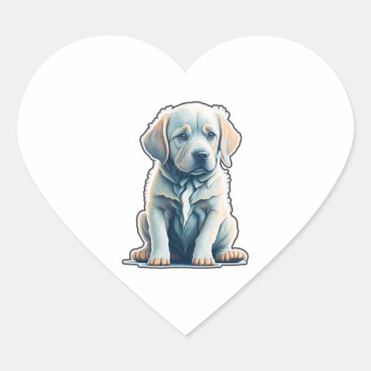 Sticker Cœur Labrador Retriever Calme Puppy (Devant)