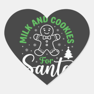 Sticker Cœur Lait et biscuits de Noël pour le Père Noël
