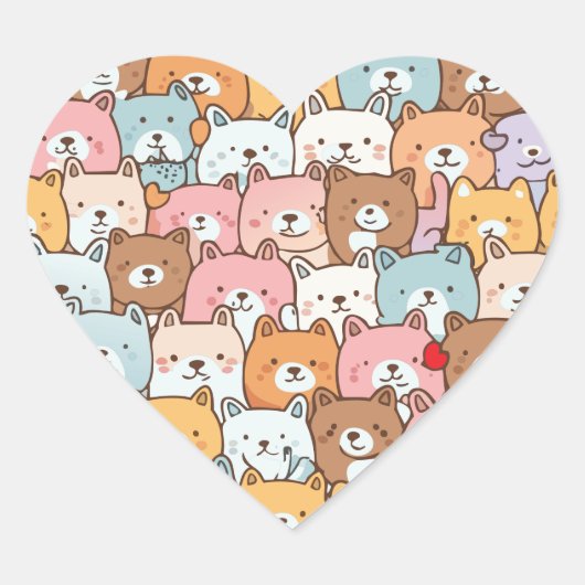 Sticker Cœur L'amour des chiots (Devant)