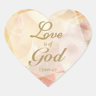 Sticker Cœur L'amour est de Dieu Rose jaune pâle