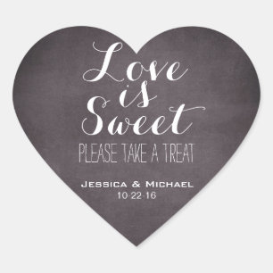 Sticker Cœur L'amour est sucré personnalisé bonbons buffet mari