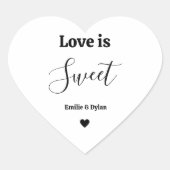 Sticker Cœur L'amour est une faveur de mariage douce (Devant)