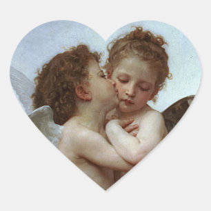 Sticker Cœur L'Amour et Psyche de Bouguereau, enfants (Cupid)