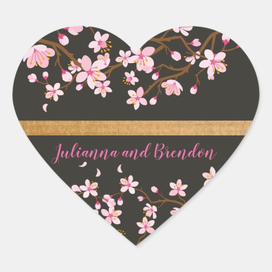 Sticker Cœur L'amour fleurit la fleur des cerisiers (Devant)