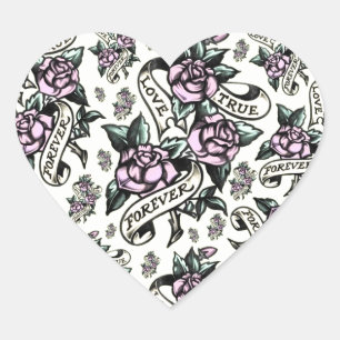Sticker Cœur L'amour vrai tatouent pour toujours l'art de style