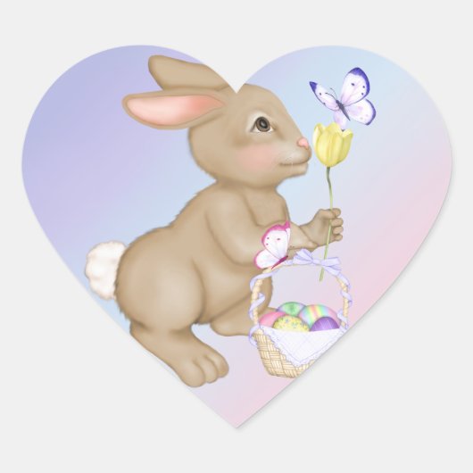 Sticker Cœur Lapin et panier de Pâques (Devant)