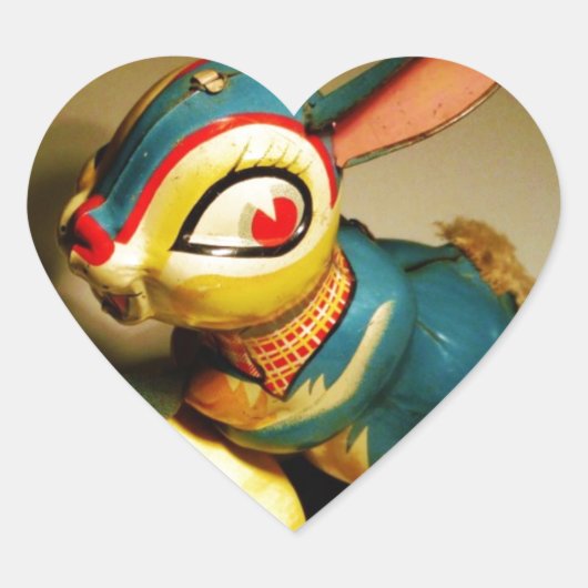 Sticker Cœur lapin jouet et oeuf jaune pâle (Devant)