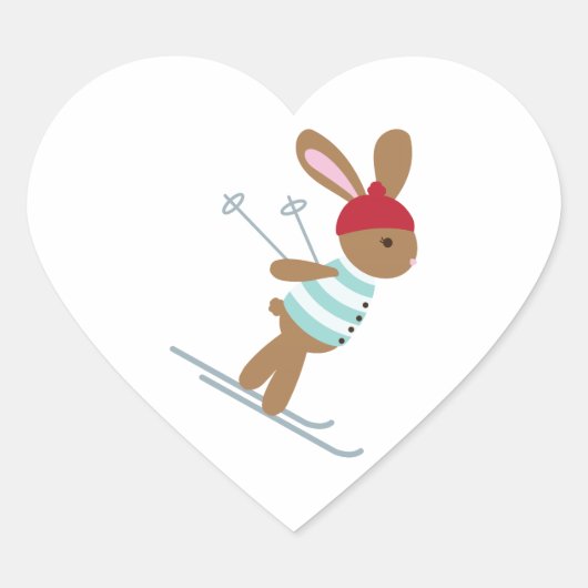 Sticker Cœur Lapin Ski (Devant)