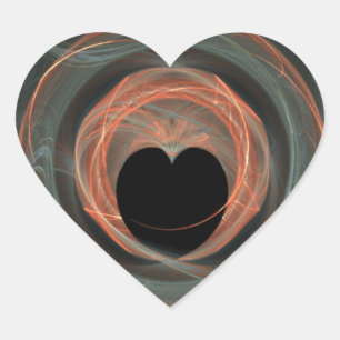Sticker Cœur L'art fractal bleu et rouge Encerclé Coeur