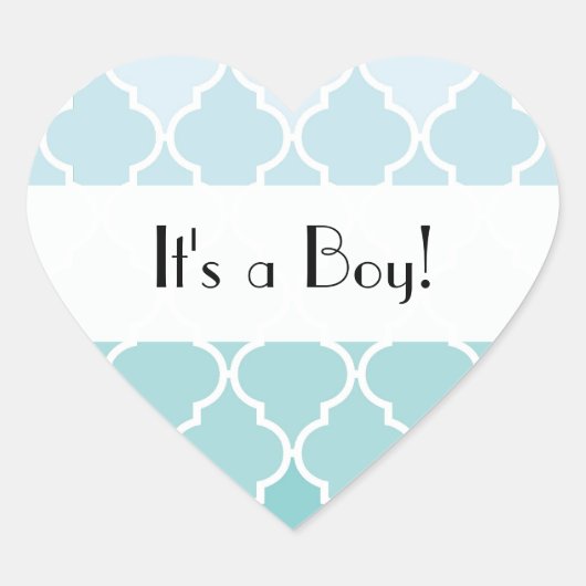 Sticker Cœur Latticework bleu, Ombre, Quatrefoil, Baby shower (Devant)