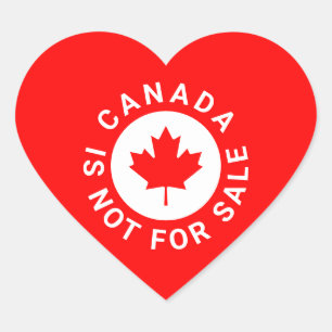 Sticker Cœur Le Canada n'est pas à vendre typographie feuille d