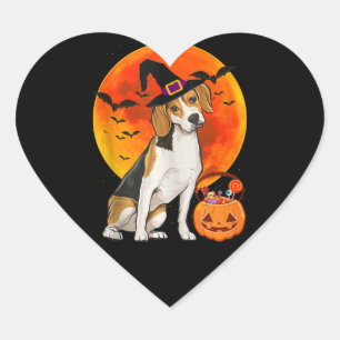 Sticker Cœur Le char Citrouille de Beagle Jack-o'-lantern de Do