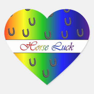 Sticker Cœur Le cheval de couleur d'arc-en-ciel de chance de