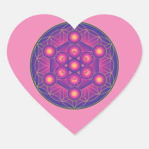 Sticker Cœur Le cube de Metatron en fleur de la vie