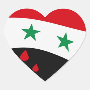 Sticker Cœur Le drapeau syrien brandissant du sang rouge