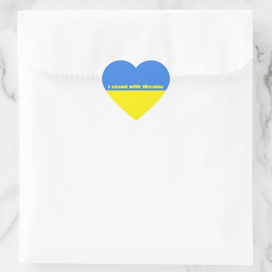 Sticker Cœur Le drapeau ukrainien, je suis avec l'Ukraine, (Sac)