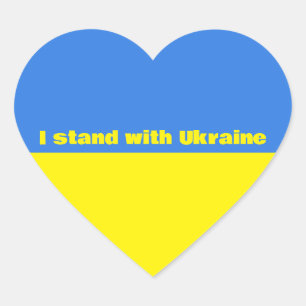 Sticker Cœur Le drapeau ukrainien, je suis avec l'Ukraine,