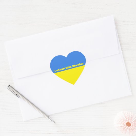 Sticker Cœur Le drapeau ukrainien, je suis avec l'Ukraine, (Enveloppe)