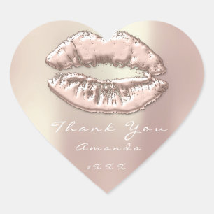 Sticker Cœur Le maquillage rose 16ème de coeur d'or de lèvres