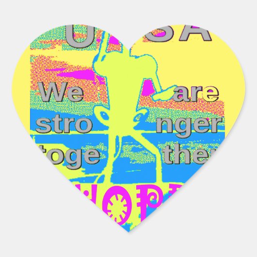 Sticker Cœur Le meilleur USA Hope Hillary forte ensemble (Devant)